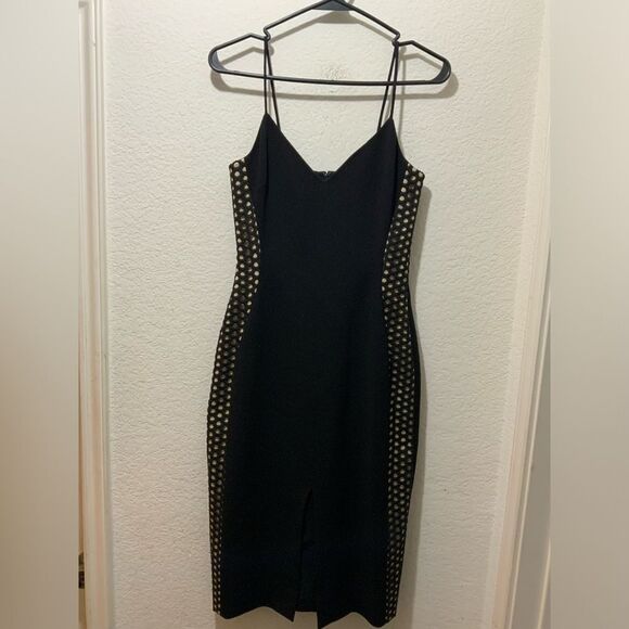 David Koma Side Cut Out beige black Pencil Dress size 6 - Picture 3 of 13